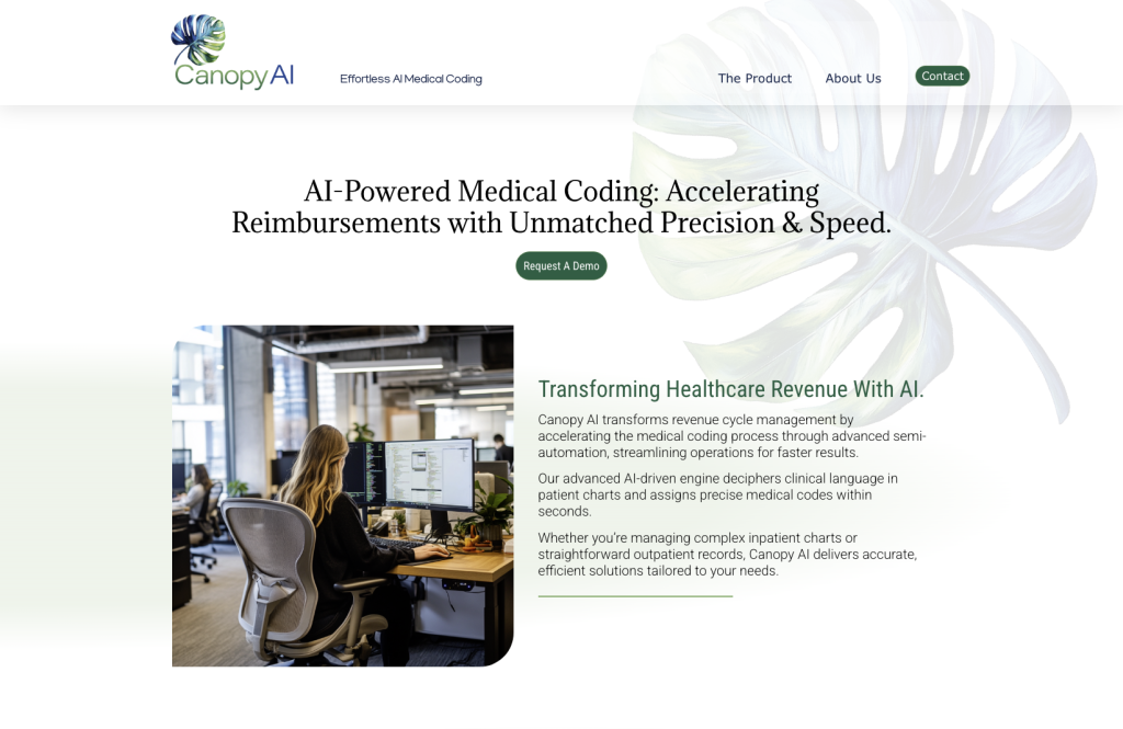 Canopy AI website design california medical coding